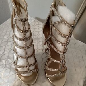 NWT Gold rhinestone heels